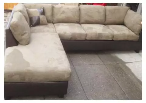 Microfiber suede and leather couch